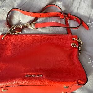Michael Kors Orange Crossbody Bag with Gold Hardware